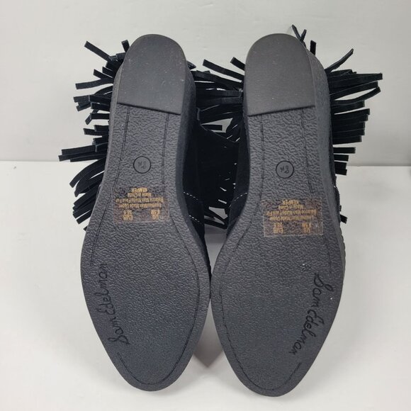 Sam Edelman Black Suede Leather Fringe Studded Kemper Boots US Size 8.5M - Picture 10 of 12